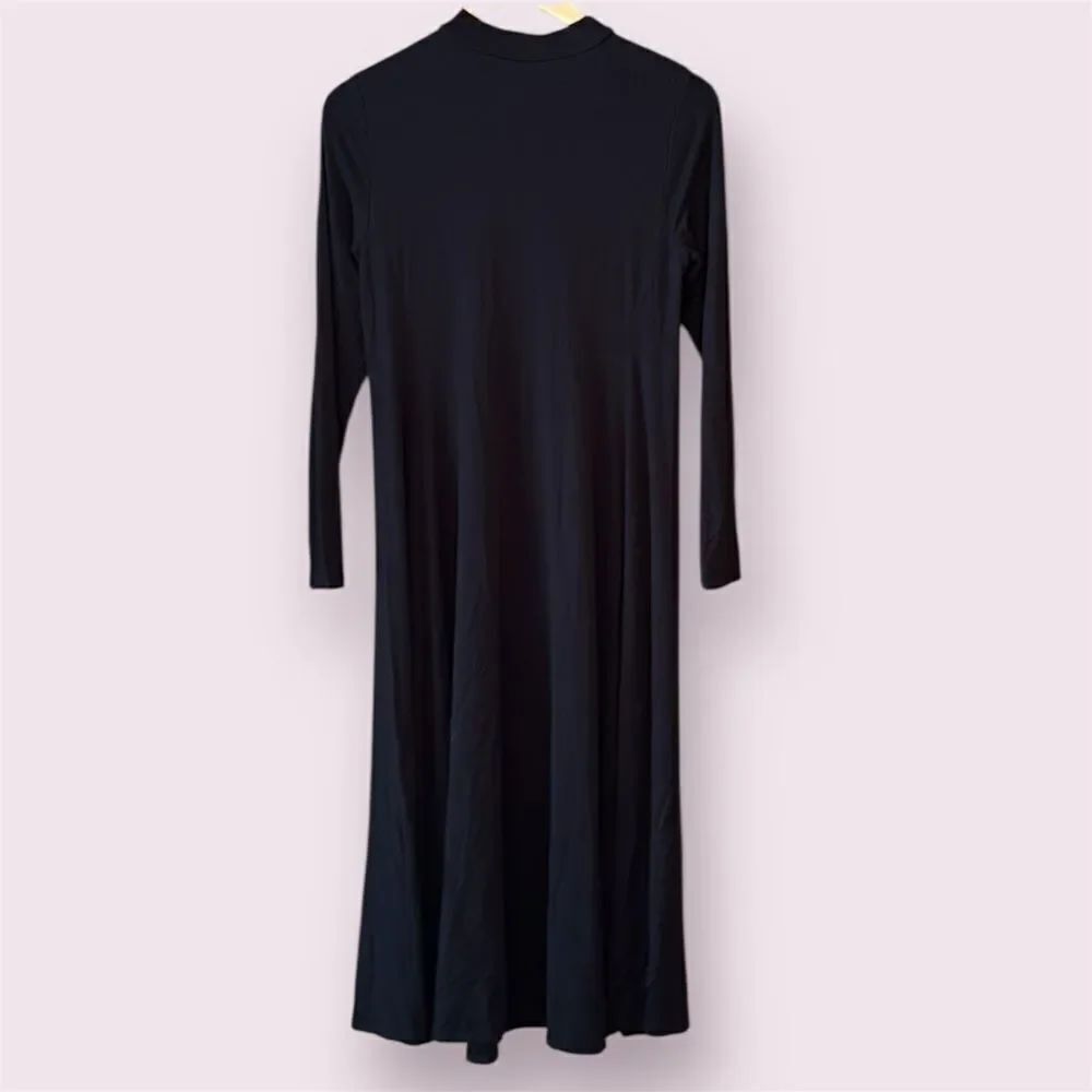 EILEEN FISHER Stretch Jersey Mock Neck Long Sleeve Midi Dress
